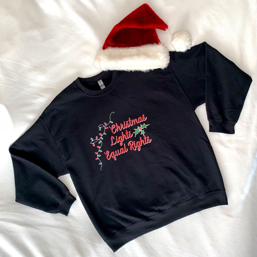 EQUAL RIGHTS Christmas Sweatshirt, size XL, FABULOUS! Feminist, EUC - Picture 4 of 15